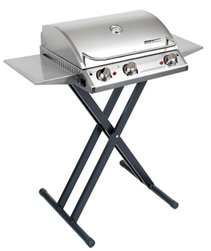 black electric barbecue on stand